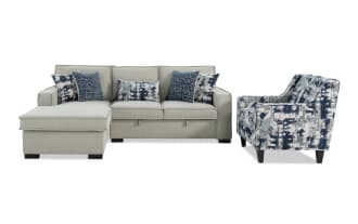 Playmax Gray 94'' 2 Piece Left Arm Facing Strorage Sectional with USB & USB-C Port & Accent Chair