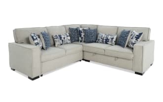 Playmax Gray 99'' 3 Piece Left Arm Facing Pop-Up Sleeper Sectional with USB & USB-C Port