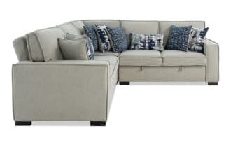 Playmax Gray 99'' 3 Piece Left Arm Facing Pop-Up Sleeper Sectional with USB & USB-C Port
