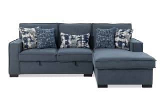 Playmax Denim 94'' 2 Piece Right Arm Facing Storage Chaise Sectional with USB & USB-C Port