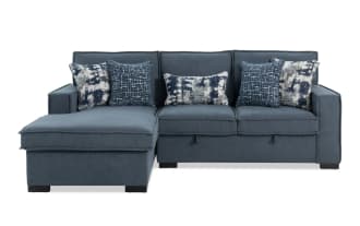 Playmax Denim 94'' 2 Piece Left Arm Facing Storage Chaise Sectional with USB & USB-C Port