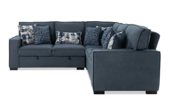 Playmax Denim 99'' 3 Piece Right Arm Facing Pop-Up Sleeper Sectional with USB & USB-C Port