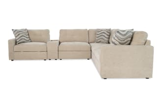 Modular Bob® Beige 144'' 6 Piece Modular Sectional with 2 Armless Chair, 1 Console, 1 Corner, 1 Left Arm Facing Chair, 1 Right Arm Facing Chair