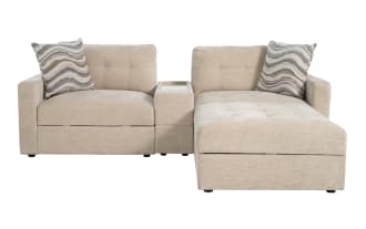 Modular Bob® Beige 98'' 3 Piece Modular Loveseat with 1 Conosole, 1 Left Arm Facing Chair, 1 Right Arm Facing Chair