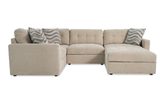 Modular Bob® Beige 117'' 5 Piece Sectional with 1 Armless Chair, 1 Corner, 1 Left Arm Facing Chair, 1 Right Arm Facing Chair, 1 Storage Ottoman