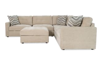 Modular Bob® Beige 132'' 6 Piece Sectional with 2 Armless Chairs, 1 Corner, 1 Left Arm Facing Chair, 1 Right Arm Facing Chair, 1 Storage Ottoman