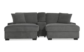 Aspen Charcoal 146'' Power Reclining 3 Piece Dual Chaise Sectional with USB & USB-C Ports