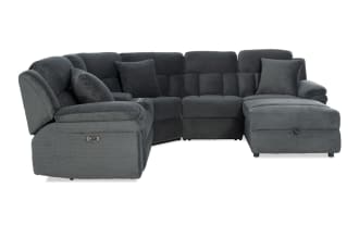 Playmaker Gray 152'' Power Reclining 5 Piece Right Arm Facing  Chaise Sectional with USB & USB-C Ports