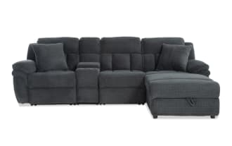 Playmaker Gray 119'' Power Reclining 4 Piece Right Arm Facing Chaise Sectional with USB & USB-C Ports