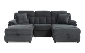 Playmaker Gray 105'' Power Reclining 3 Piece Dual Chaise Sectional with USB & USB-C Ports