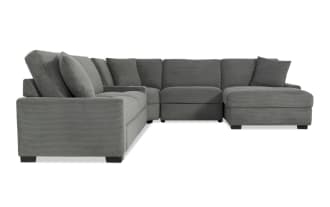 Aspen Charcoal 136'' Power Reclining 5 Piece Right Arm Facing Pop-Up Sleeper Chaise Sectional with USB & USB-C Ports