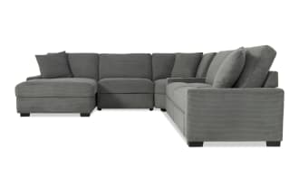 Aspen Charcoal 136'' Power Reclining 5 Piece Left Arm Facing Pop-Up Sleeper Chaise Sectional with USB & USB-C Ports