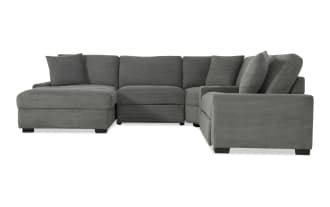 Aspen Charcoal 127'' Power Reclining 5 Piece Left Arm Facing Chaise Sectional with USB & USB-C Ports