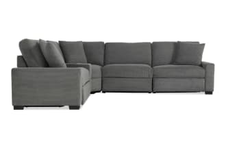 Aspen Charcoal 141'' Power Reclining 5 Piece Sectional with USB & USB-C Ports