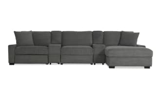 Aspen Charcoal 177'' Power Reclining 5 Piece Right Arm Facing Chaise Sectional with USB & USB-C Ports