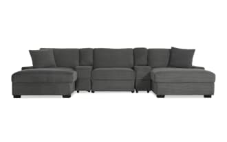 Aspen Charcoal 199'' Power Reclining 5 Piece Dual Chaise Sectional with USB & USB-C Ports