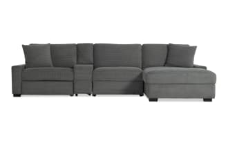 Aspen Charcoal 163'' Power Reclining 4 Piece Right Arm Facing Chaise Sectional with USB & USB-C Ports
