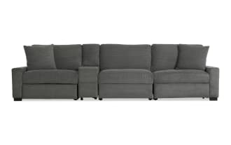Aspen Charcoal 141'' Power Reclining Sofa with USB & USB-C Ports