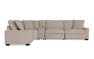 Aspen Beige 141'' Power Reclining 5 Piece Sectional with USB & USB-C Ports