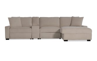 Aspen Beige 163'' Power Reclining 4 Piece Right Arm Facing Chaise Sectional with USB & USB-C Ports