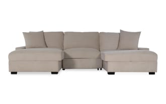 Aspen Beige 171''Power Reclining  3 Piece Dual Chaise Sectional with USB & USB-C Ports