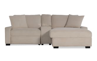 Aspen Beige 124'' Power Reclining 3 Piece Right Arm Facing Chaise Sectional with USB & USB-C Ports