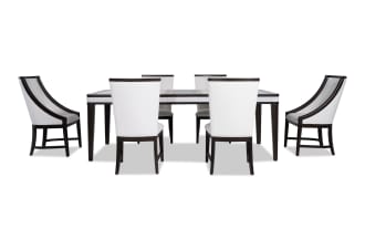 Contempo 7 Piece Espresso & White Upholstered Dining Set