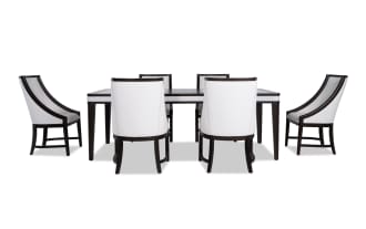 Contempo 7 Piece Espresso & White Upholstered Dining Set