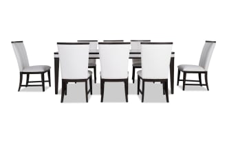 Contempo 9 Piece Espresso & White Upholstered Dining Set