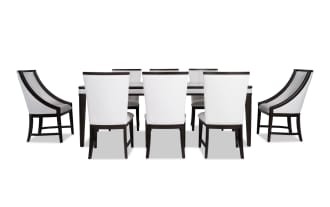 Contempo 9 Piece Espresso & White Upholstered Dining Set