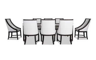 Contempo 9 Piece Espresso & White Upholstered Dining Set