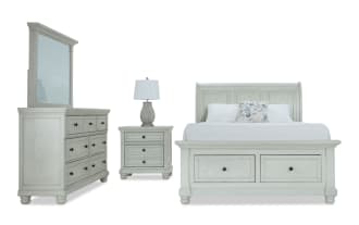 Portland 4 Piece Queen White Storage Sleigh Bedroom Set