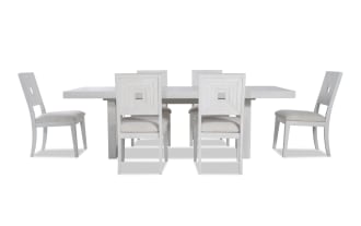 Infinity 7 Piece White Upholstered Dining Set