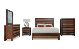 Tahoe 5 Piece Queen Brown Panel Bedroom Set