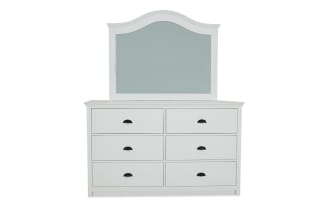 Newport White 6 Drawer Dresser & Mirror
