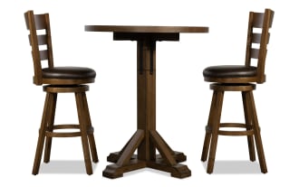 Iris 3 Piece Brown Upholstered Adjustable Height Round Dining Set