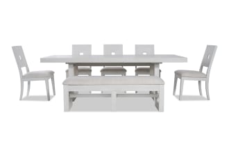 Infinity 7 Piece White Upholstered Dining Set with Storage Bench
