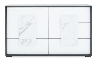 Milan Gray & White Marble 6 Drawer Dresser