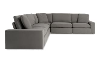 Dream Gray 131'' Power Reclining 5 Piece Modular Sectional with Power Headrest with 3 Recliners, 1 Armless Chair, 1 Corner