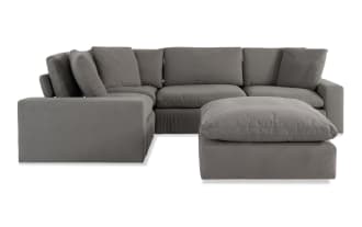 Dream Gray 131'' Power Reclining 5 Piece Modular Sectional with Power Headrest  with 3 Relincers, 1 Corner, 1 Ottoman