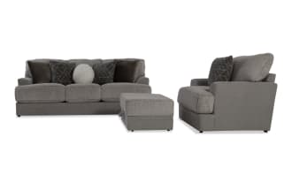 Lynx  Gray 90'' Sofa, Chair & Storage Ottoman