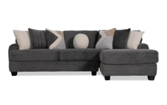 Doodle Gray 114'' 2 Piece Right Arm Facing Sleeper Chaise Sectional with Full Gel Mattress