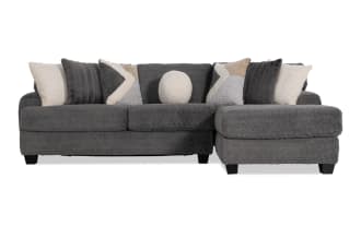 Doodle Gray 114'' 2 Piece Right Arm Facing Sleeper Chaise Sectional with Full Cooling Mattress