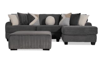 Doodle Gray 114'' 2 Piece Right Arm Facing Chaise Sectional with Ottoman