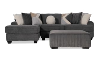 Doodle Gray 114'' 2 Piece Left Arm Facing Chaise Sectional with Ottoman