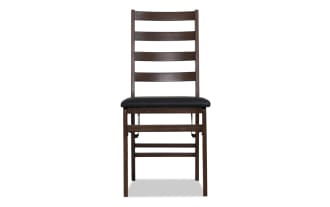 Brown & Black Faux Leather Ladder Back Folding Dining Chair