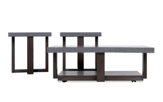 Atlas Gray & Dark Brown Coffee & 2 End Table Set