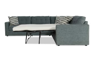 Modular Bob® Spa Blue 117'' 4 Piece Right Arm Facing Sleeper Sectional with Queen Gel Mattress