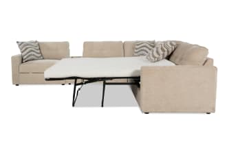 Modular Bob® Beige 117'' 5 Piece Right Arm Facing Sleeper Sectional with Queen Gel Mattress