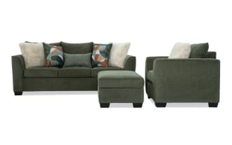 Brynn Green 88'' Sofa, Chair & Storage Ottoman